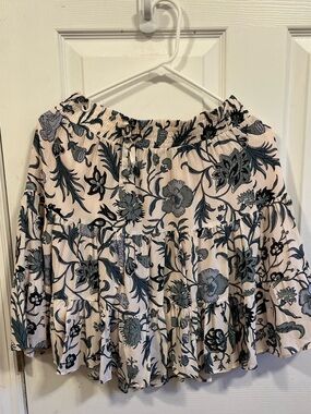 Spartina 449 Pink and Navy Floral Smocked Waist Skirt